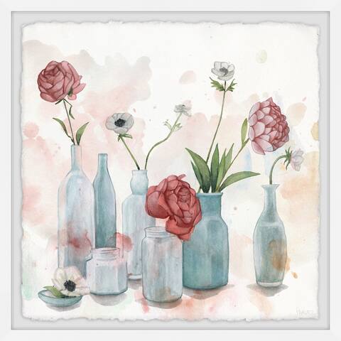 Handmade Bottles and Blooms Framed Print