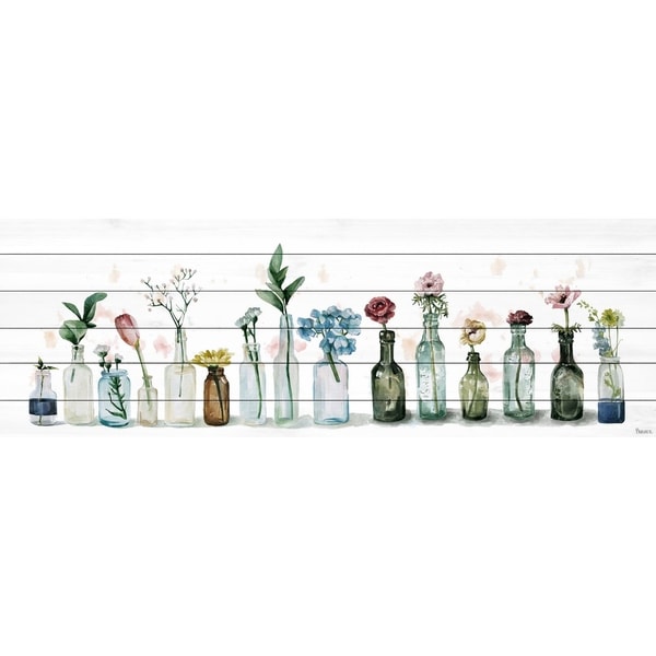 Handmade Line Up Print on White Wood