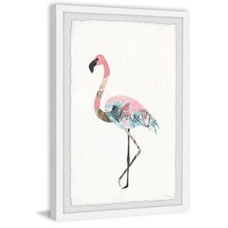 'Flamingo Mosaic' Framed Painting Print - Multi-color