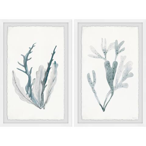 Handmade Corals in Blue Diptych - Multi-color