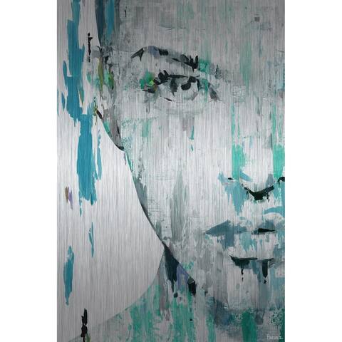 Handmade Half Face Portrait Print on Brushed Aluminum