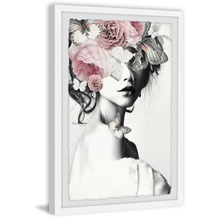 'Pinky Floral Beauty II' Framed Painting Print - Multi-color