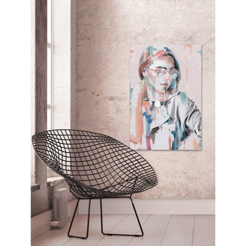 'Hipster Girl' Painting Print on Wrapped Canvas - Multi-color