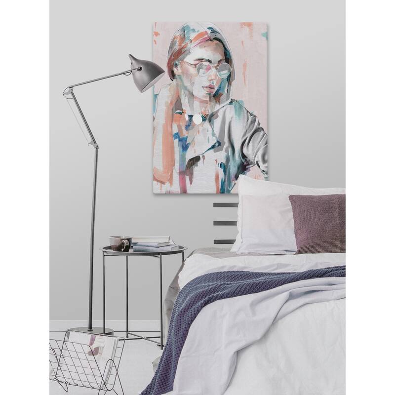 'Hipster Girl' Painting Print on Wrapped Canvas - Multi-color