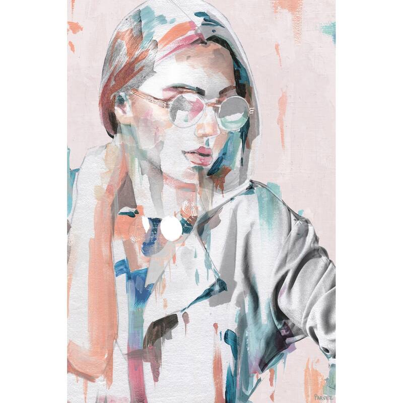 'Hipster Girl' Painting Print on Wrapped Canvas - Multi-color