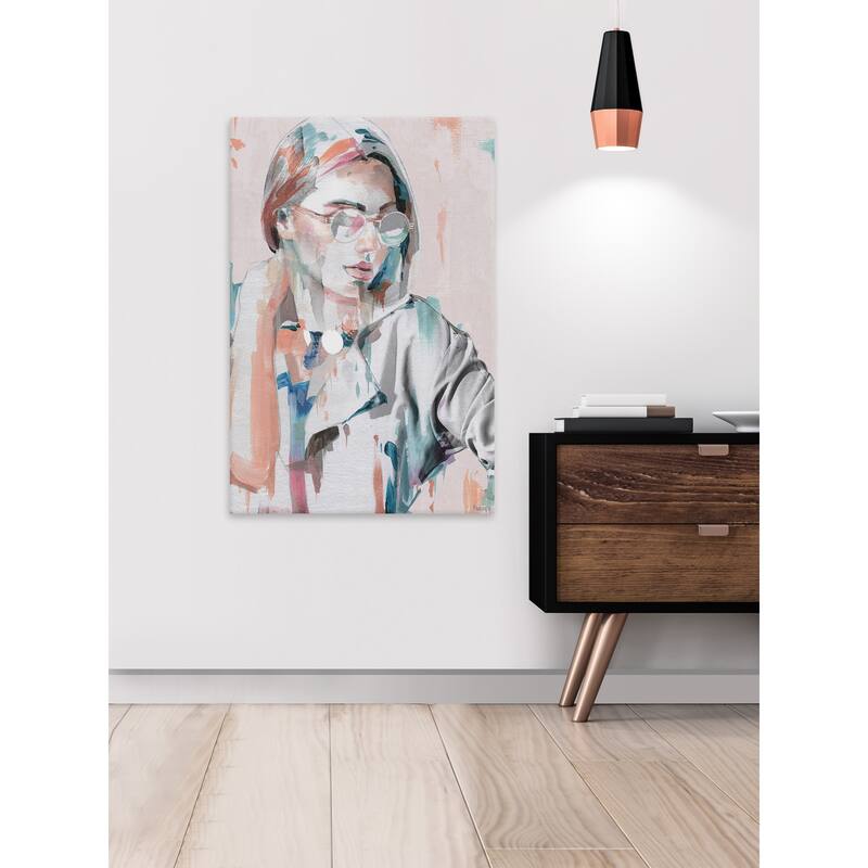 'Hipster Girl' Painting Print on Wrapped Canvas - Multi-color