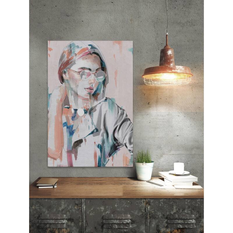 'Hipster Girl' Painting Print on Wrapped Canvas - Multi-color