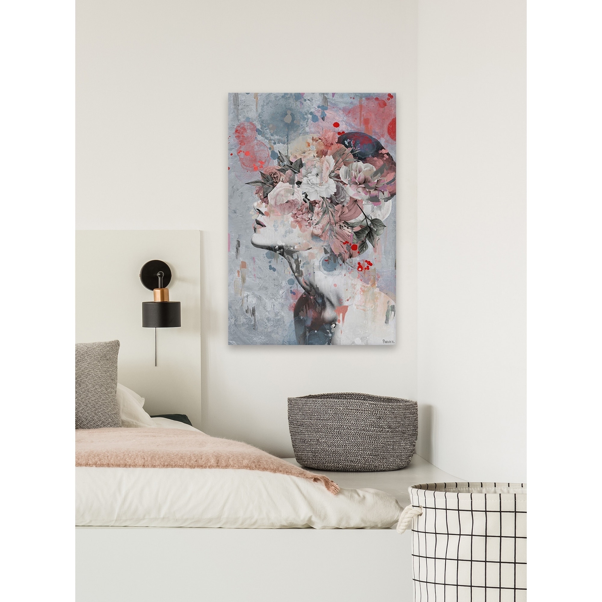 'Pink Flower Face' Painting Print on Wrapped Canvas - - Picture 9 of 25