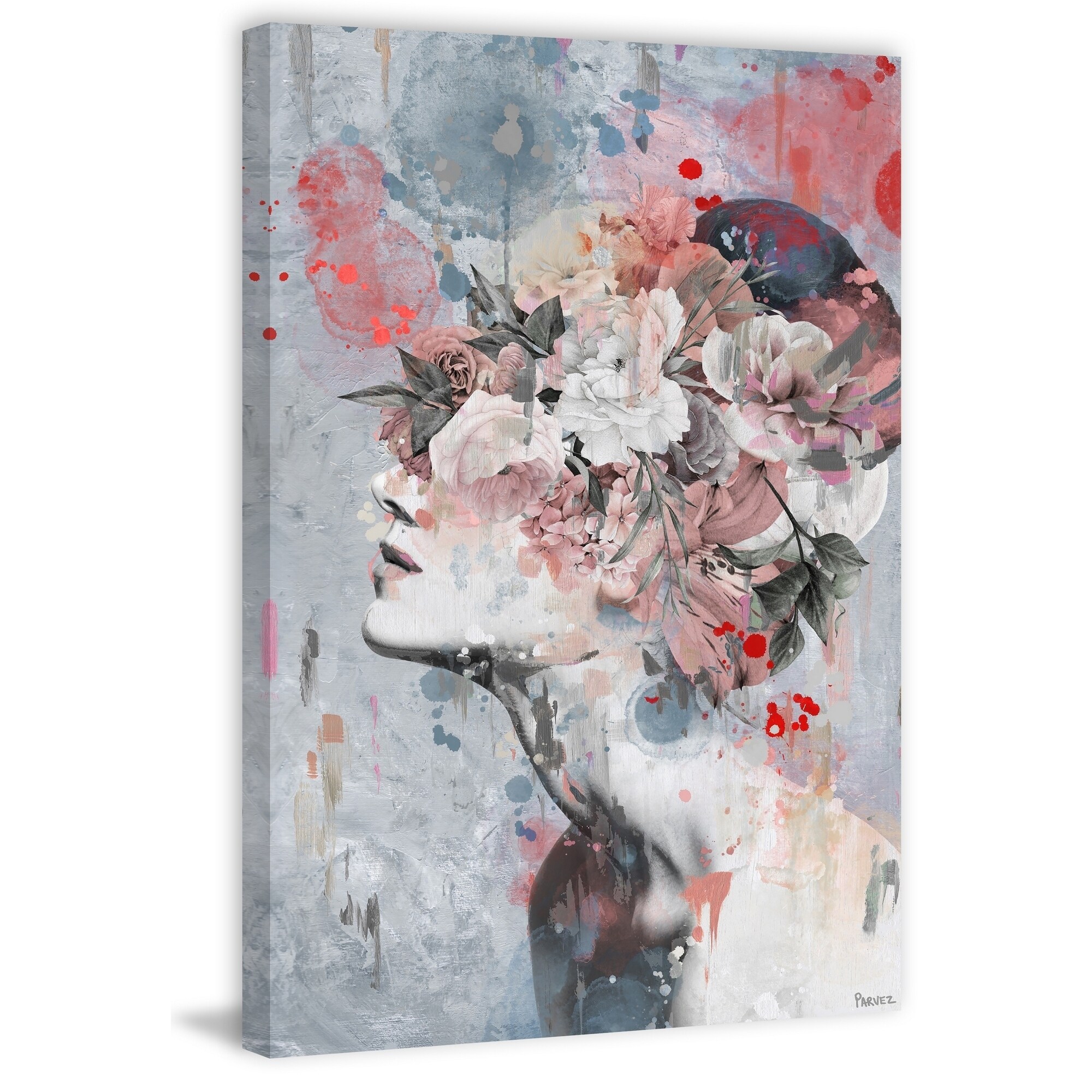 'Pink Flower Face' Painting Print on Wrapped Canvas - - Picture 8 of 25