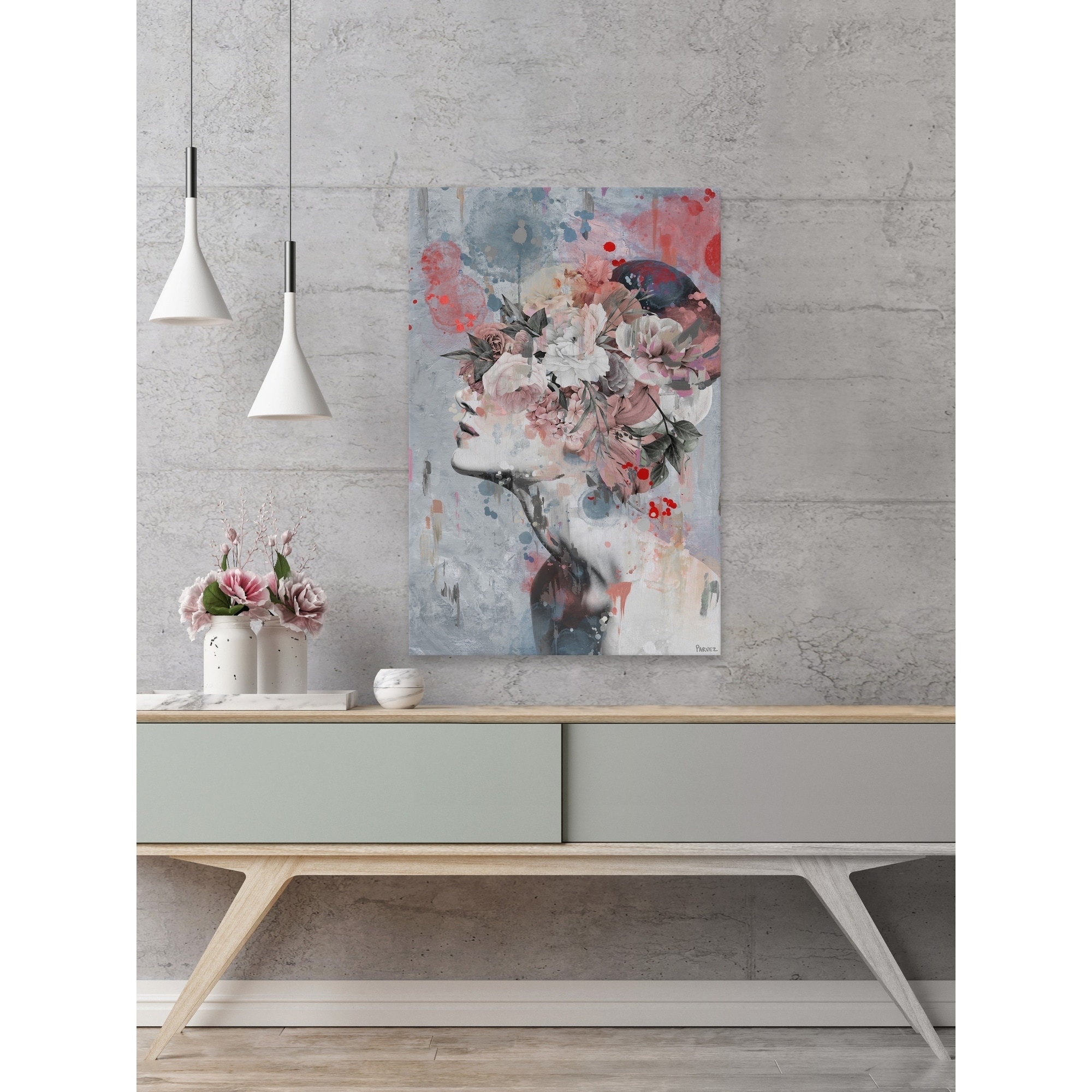 'Pink Flower Face' Painting Print on Wrapped Canvas - - Picture 10 of 25