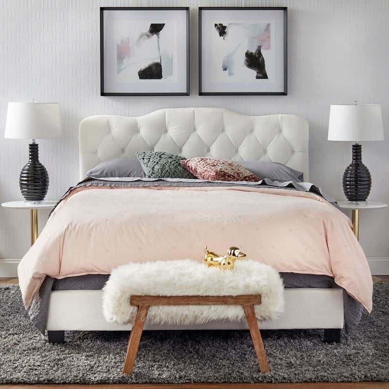 Simple Living Tessa Traditional Upholstered Button Tufted Queen Headboard