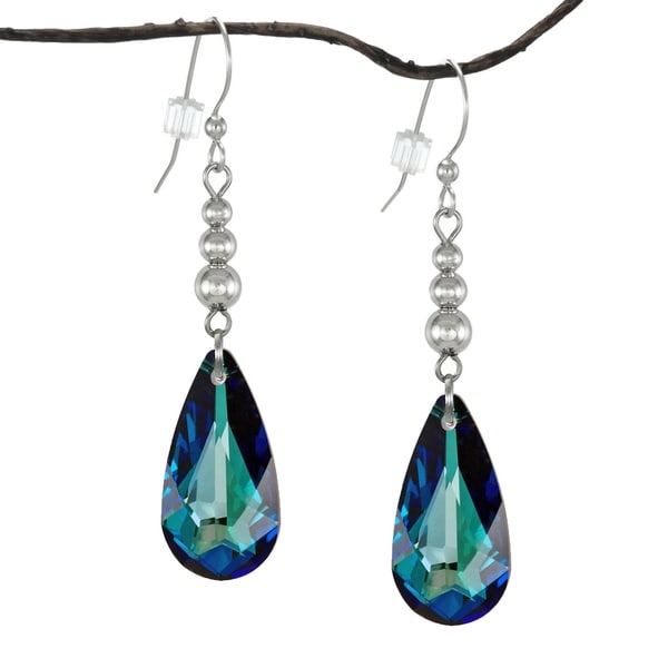 Handmade Jewelry by Dawn Bermuda Blue Crystal Teardrop with 