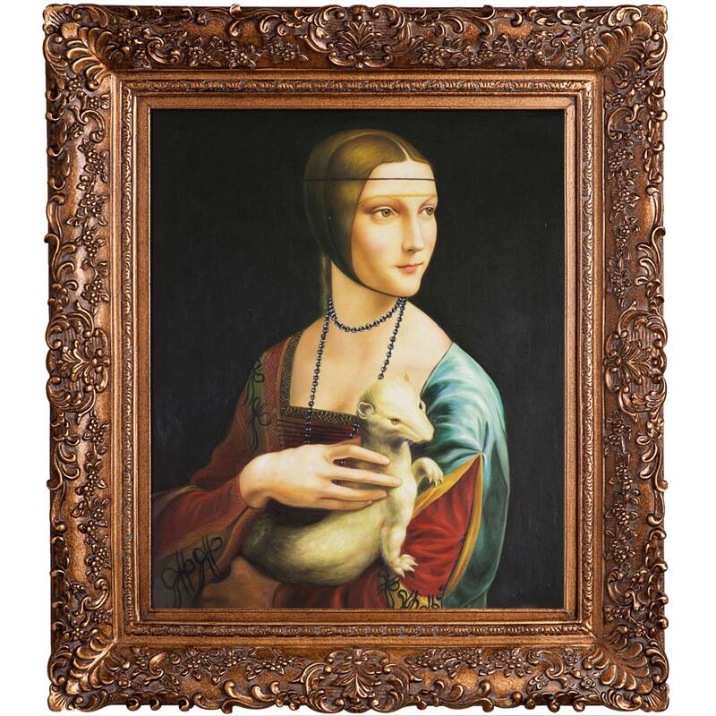 La Pastiche Leonardo da Vinci 'Lady with an Ermine' Hand Painted Oil ...