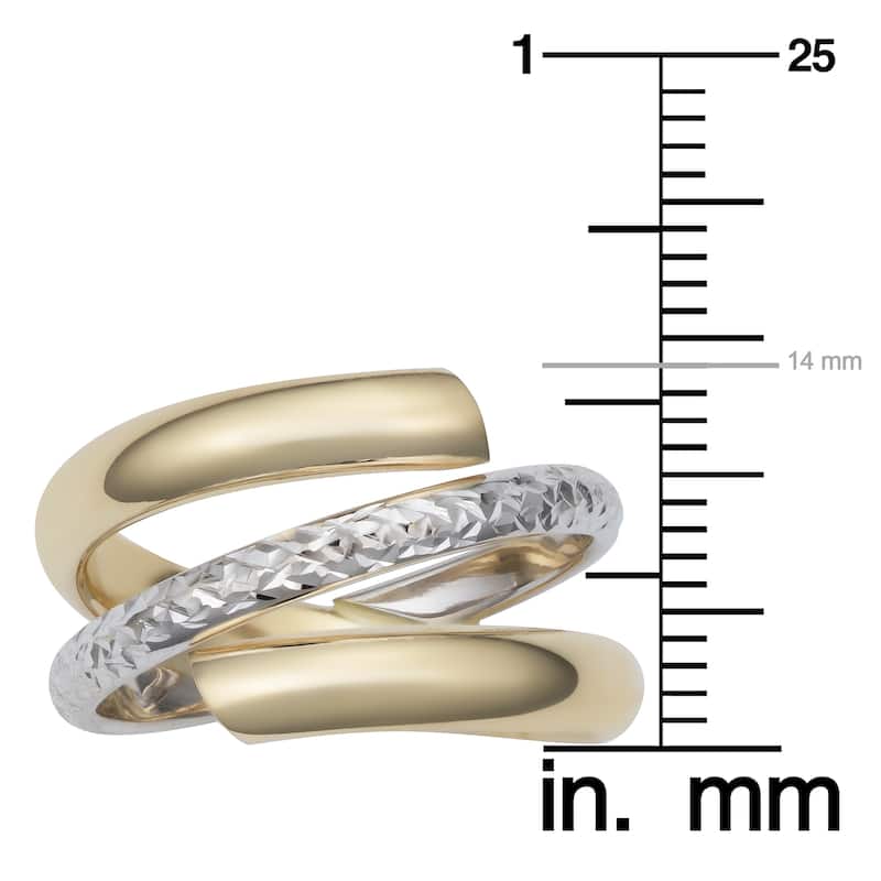 14k Two-tone Gold Diamond-cut Bypass Ring