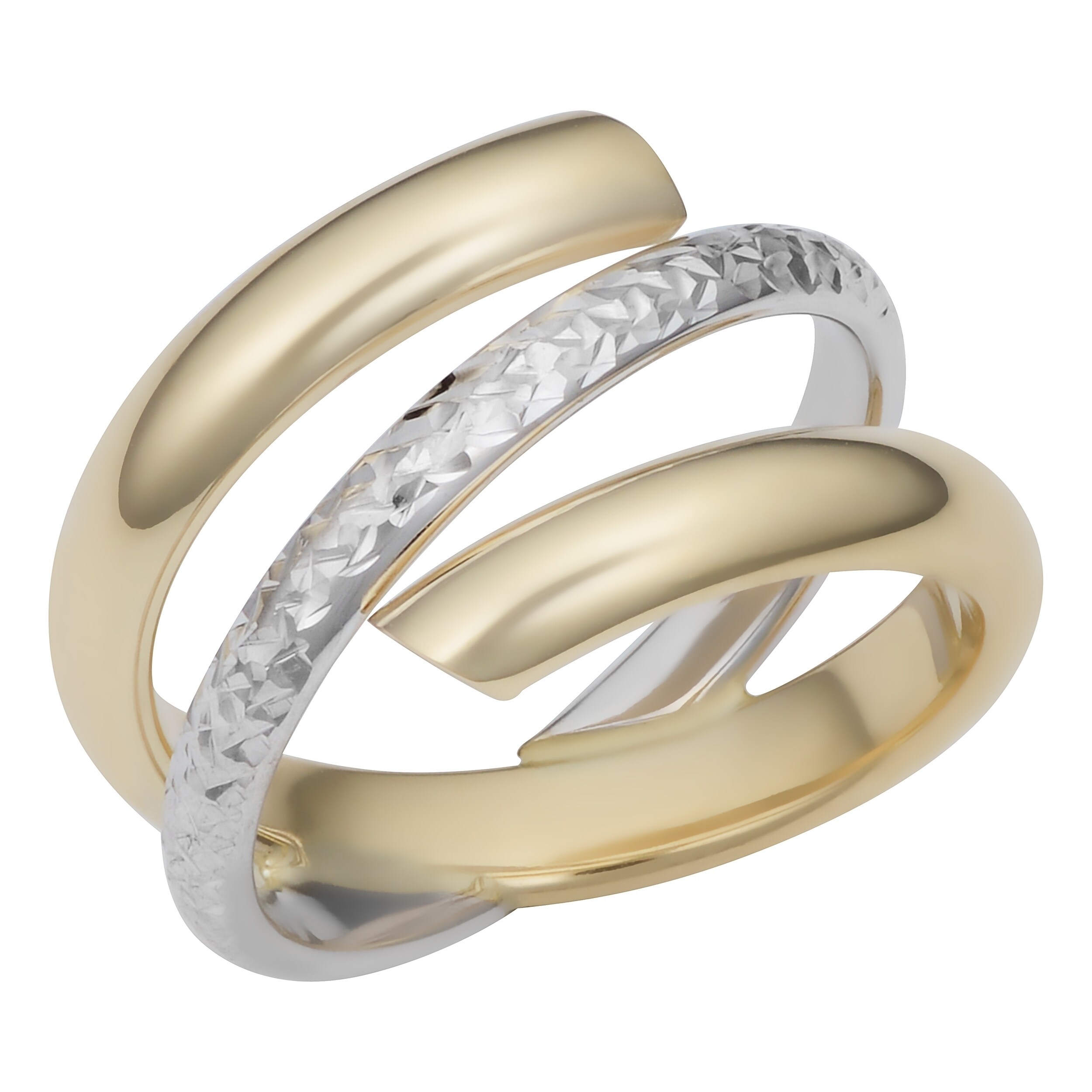 Au Naturale 14k Two-tone Gold Diamond-cut Bypass Ring