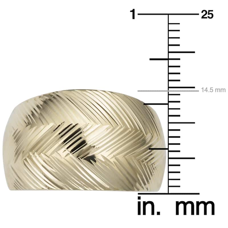 14k Yellow Gold Diamond-cut Cigar Band Ring