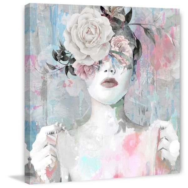 Handmade Dreaming with Flowers Print on Wrapped Canvas - On Sale