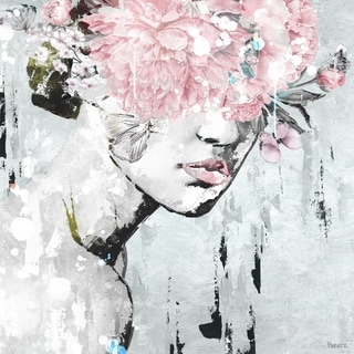 'Pink Flower Bloom' Painting Print on Wrapped Canvas - Multi-color