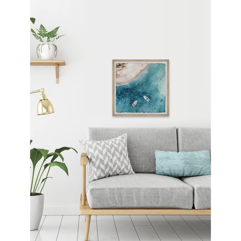 'Ocean from the Top' Framed Painting Print - Multi-Color