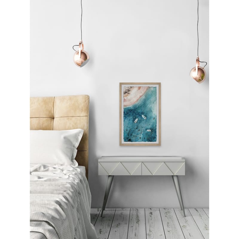 'Ocean Boats' Framed Painting Print - Multi-Color