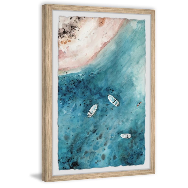 'Ocean Boats' Framed Painting Print - Multi-Color