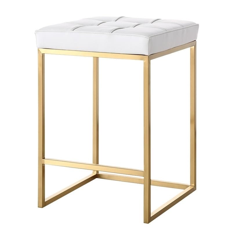 CHI Northfleet Gold Leather 26'' Bar Stool - N/A - White