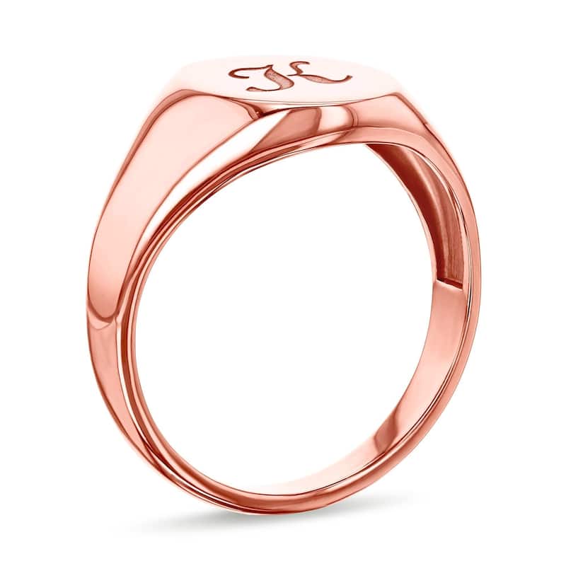 Annello by Kobelli 14k Rose Gold Personalized Script Initials Oval Signet Ring