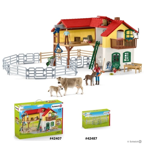 schleich farm world barn & animal playset