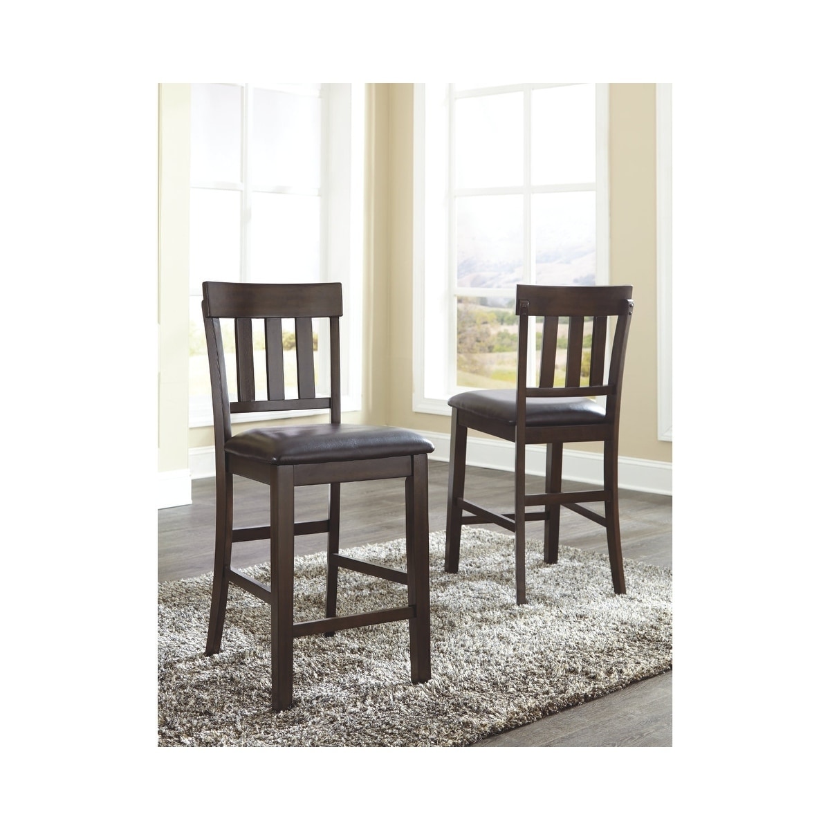 Haddigan Counter Height Bar Stool Set of 2 Dark Brown