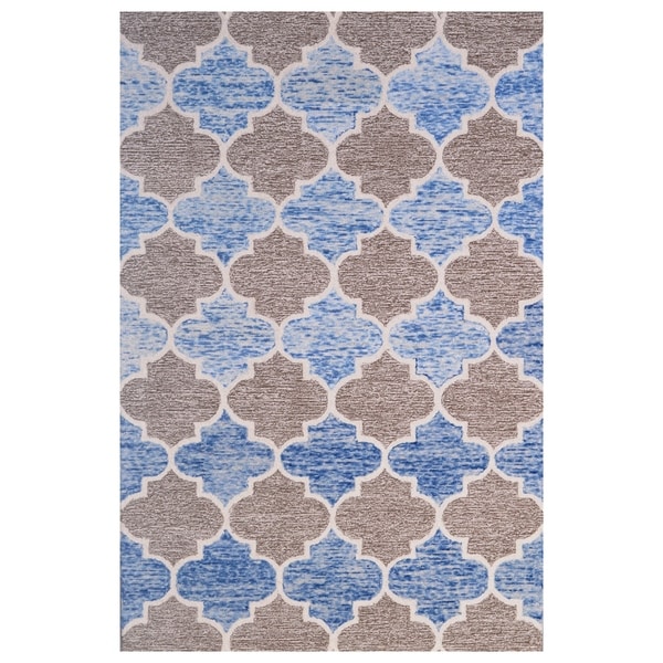 Blue Wool Handmade Area Rug - 5' x 8'