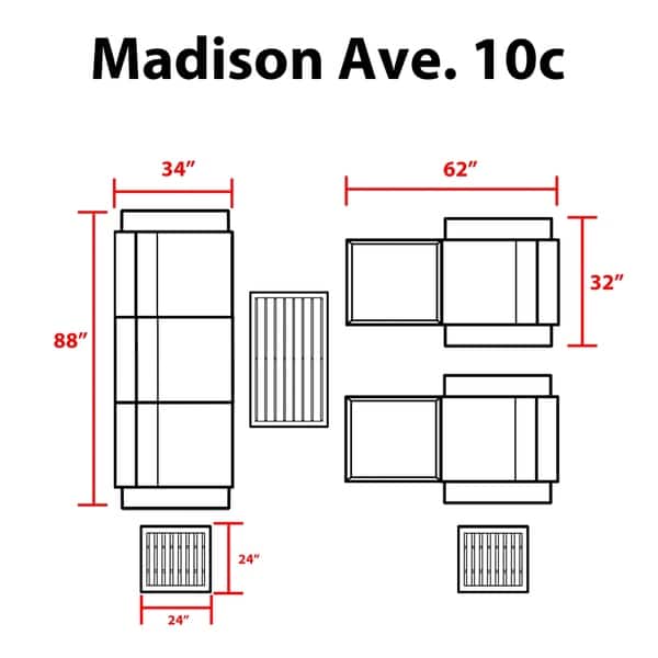 kathy ireland Madison Ave. 10 Piece Outdoor Aluminum Patio Furniture