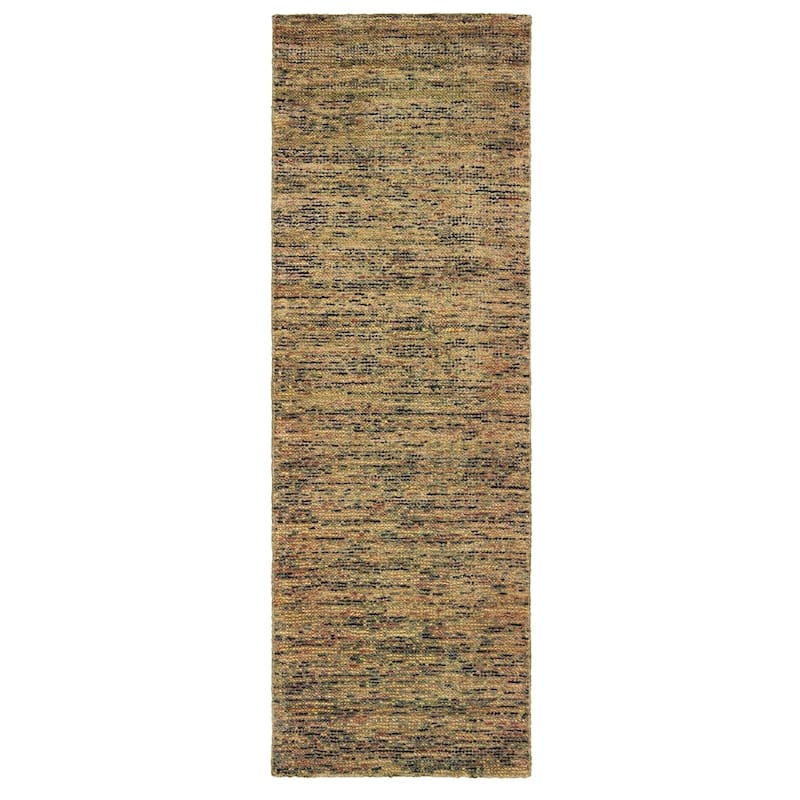 Style Haven Langley Hand-tufted Wool and Viscose Shaded Solid Area Rug - 2'6" x 8' Runner - Gold/Green