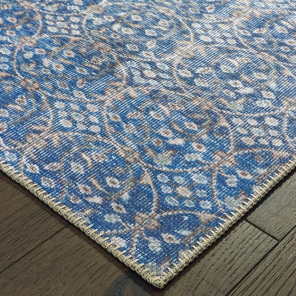 The Gray Barn Ivy Hollow Distressed Floral Blue And Brown Area Rug Overstock 28041735