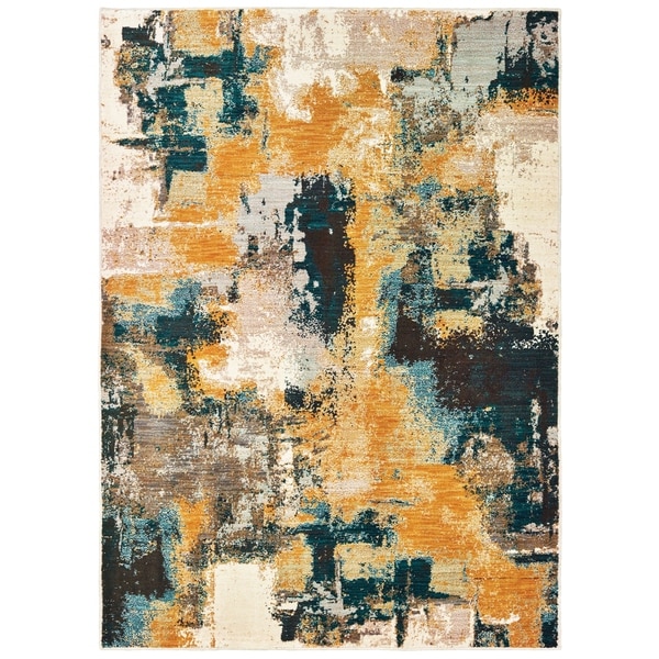 Shop Strick & Bolton Mily Blue/ Gold Abstract Area Rug ...