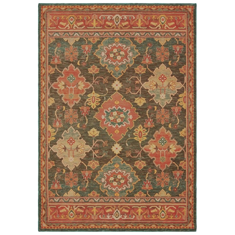Vista Home Claude Bordered Tribal Area Rug - 9'10" x 12'10" - Charcoal/Orange - Rectangle