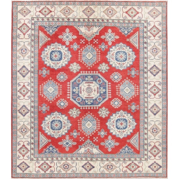 Kazak Geometric Hand Knotted Wool Pakistani Oriental Area Rug - 10'0" x 8'7"