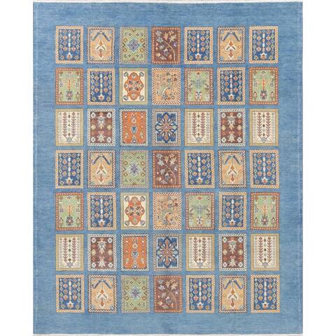 Kazak Garden Design Hand Knotted Wool Pakistani Oriental Area Rug - 9'10" x 8'1"