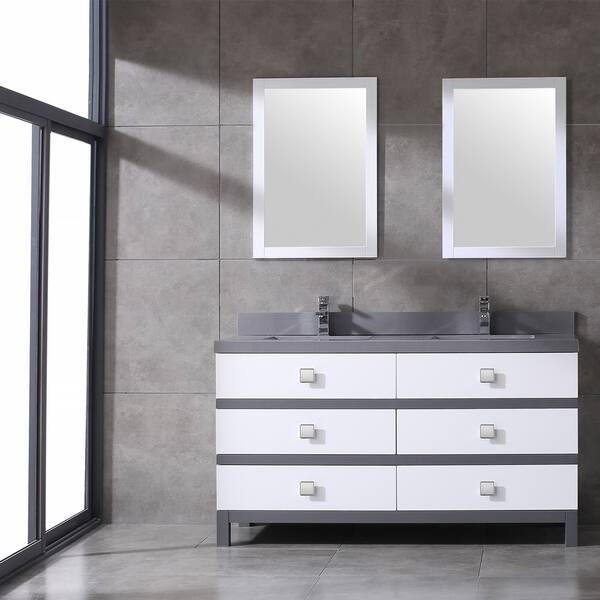 Eviva Sydney 60 Inch White and Grey Bathroom Vanity On Sale