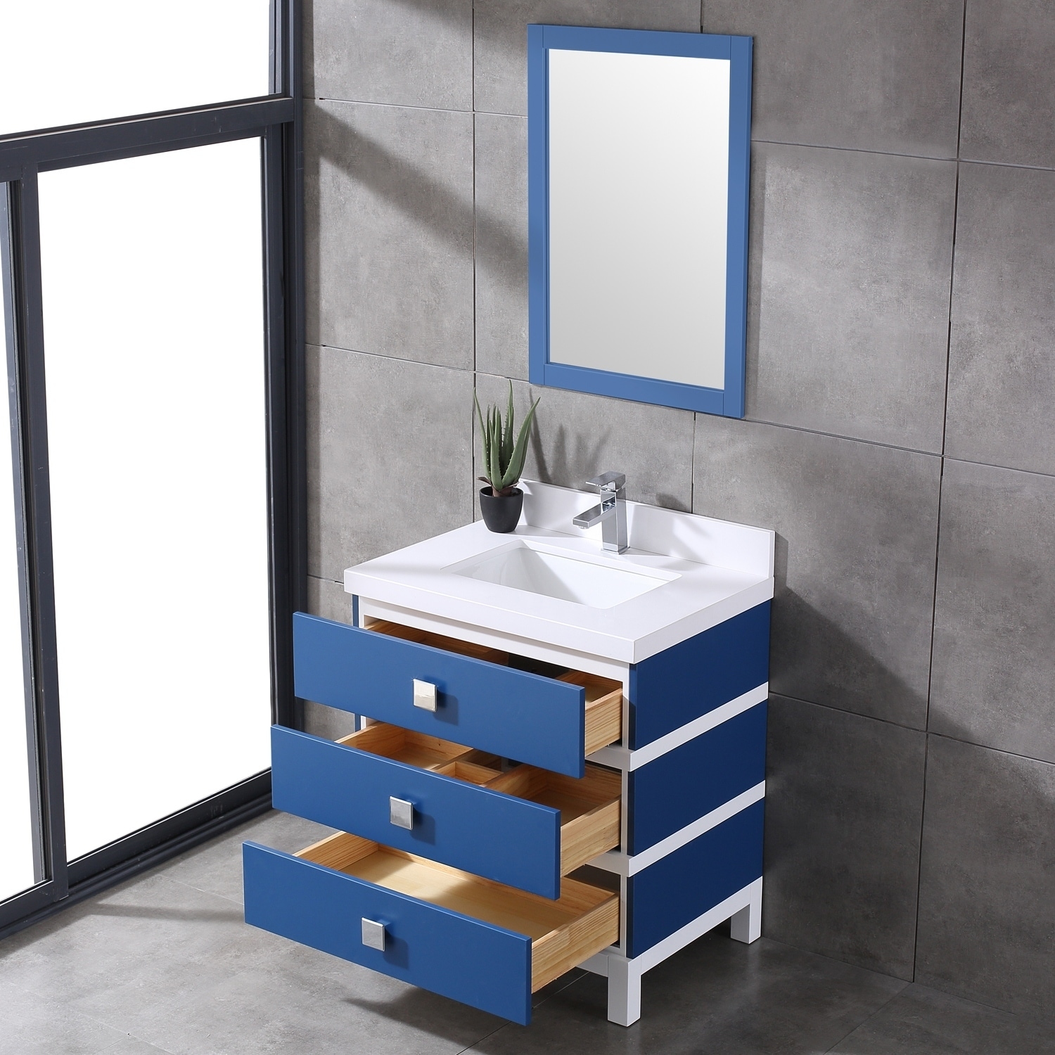 Eviva Sydney 30 Inch Blue And White Bathroom Vanity Overstock