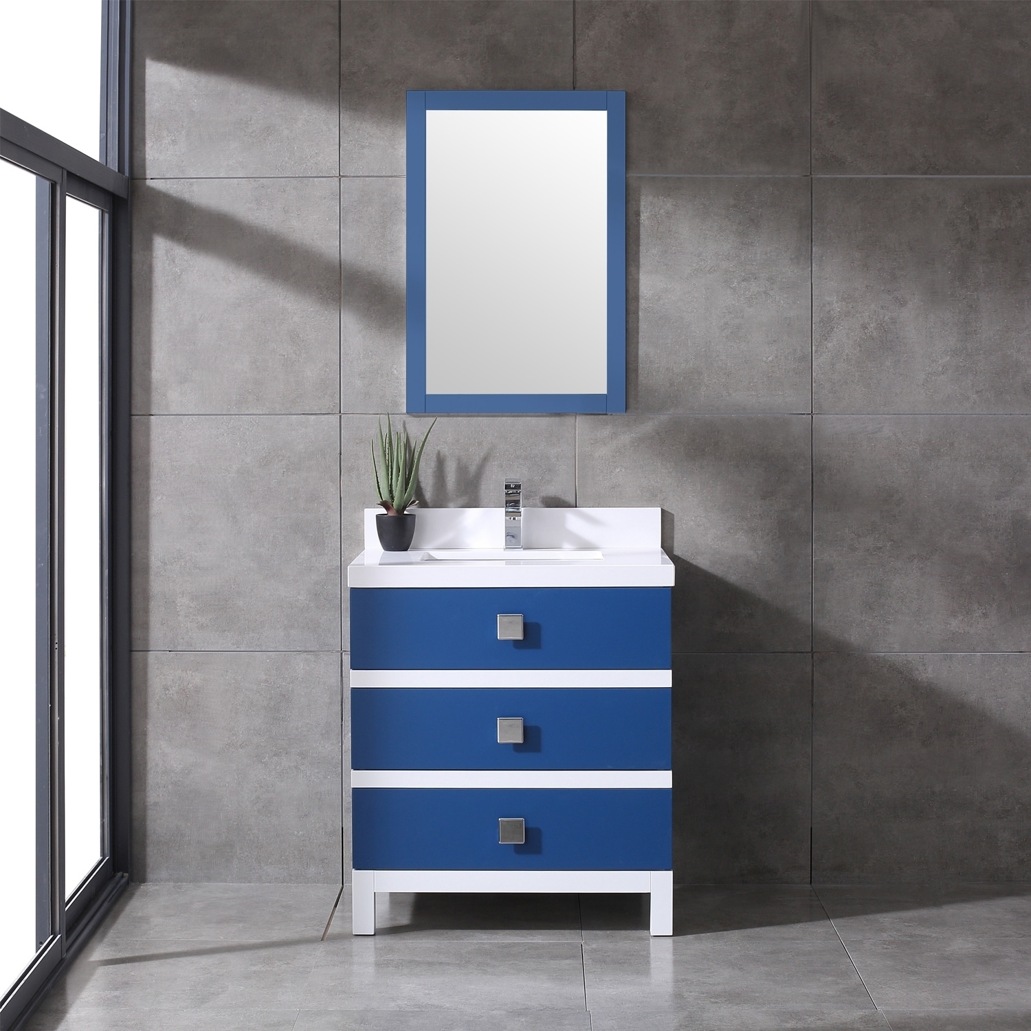 Eviva Sydney 30 Inch Blue And White Bathroom Vanity Overstock 28044947