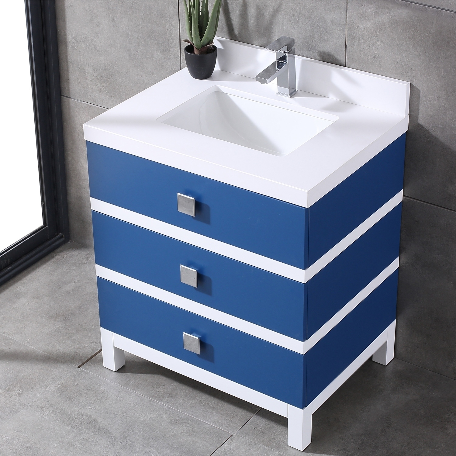 Eviva Sydney 30 Inch Blue And White Bathroom Vanity Overstock