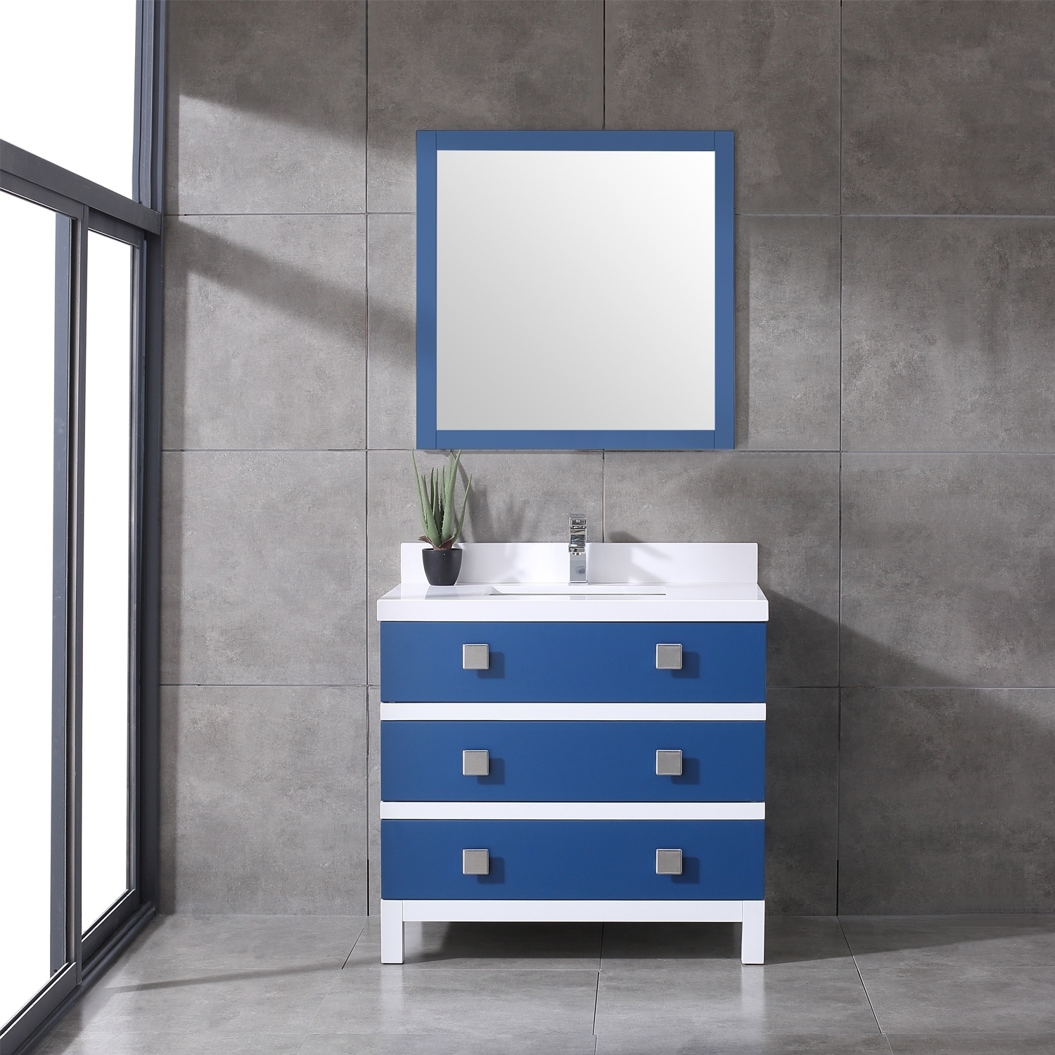 Eviva Sydney 36 Inch Blue And White Bathroom Vanity N A