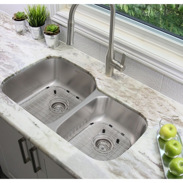 32 L X 20 W Double Basin Undermount Kitchen Sink With Grids And 32 L X 20 W Double Basin Undermount Kitchen Sink With Grids And Strainers