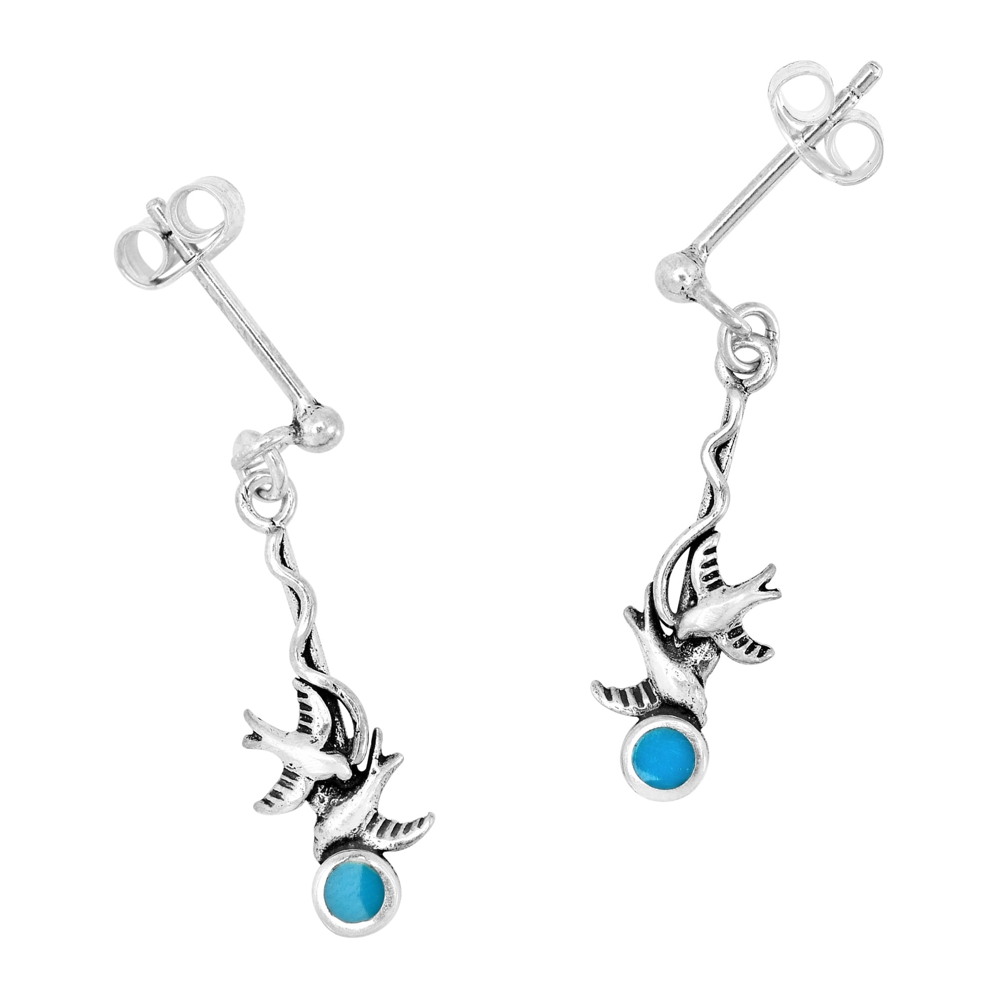 Blue Turquoise Silver Plated 6 Grams Earring 1.5 Long Designer Handmade Jewellry