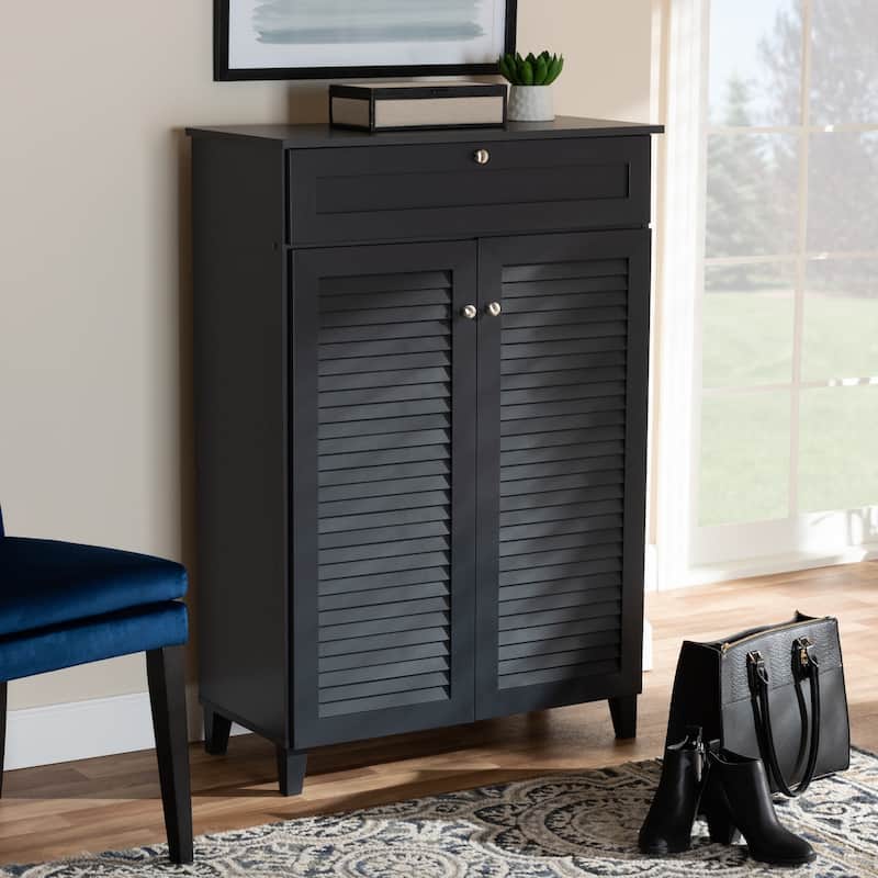 Contemporary 5-shelf/1-drawer Wood Shoe Storage Cabinet
