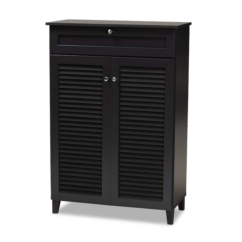 Contemporary 5-shelf/1-drawer Wood Shoe Storage Cabinet
