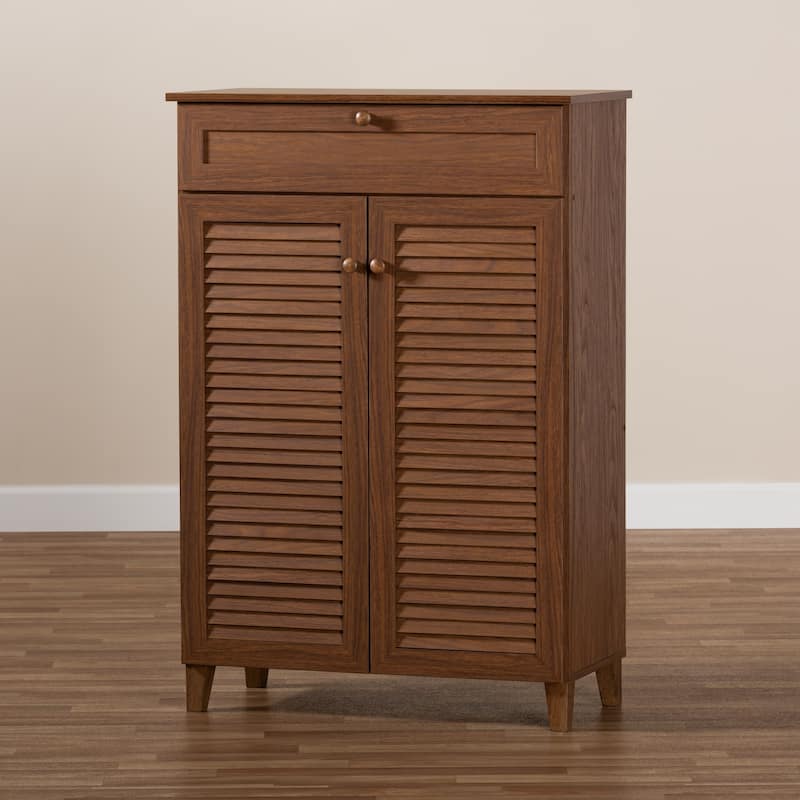 Contemporary 5-shelf/1-drawer Wood Shoe Storage Cabinet