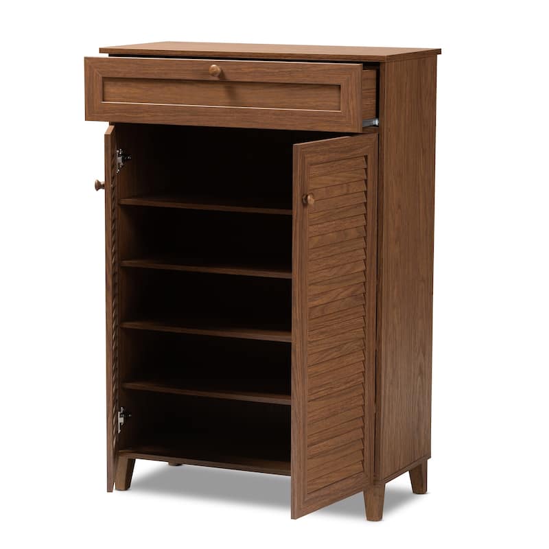 Contemporary 5-shelf/1-drawer Wood Shoe Storage Cabinet