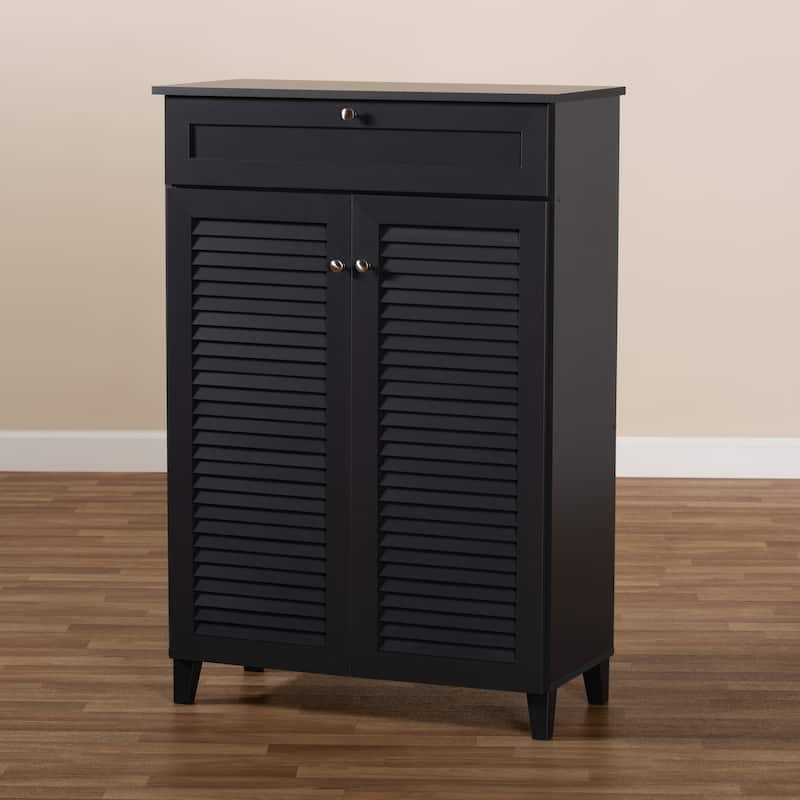 Contemporary 5-shelf/1-drawer Wood Shoe Storage Cabinet