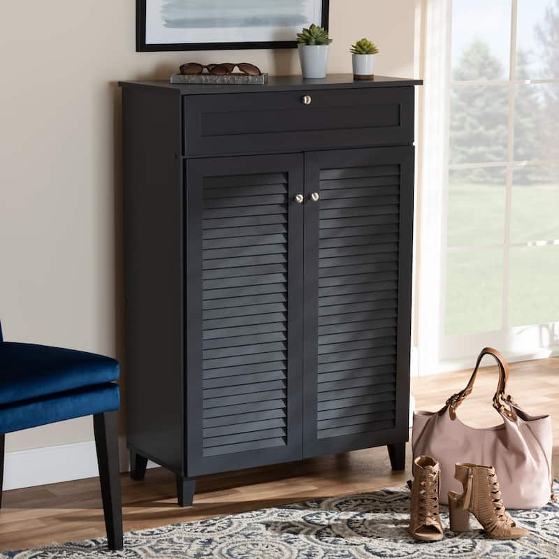 Contemporary 5-shelf/1-drawer Wood Shoe Storage Cabinet